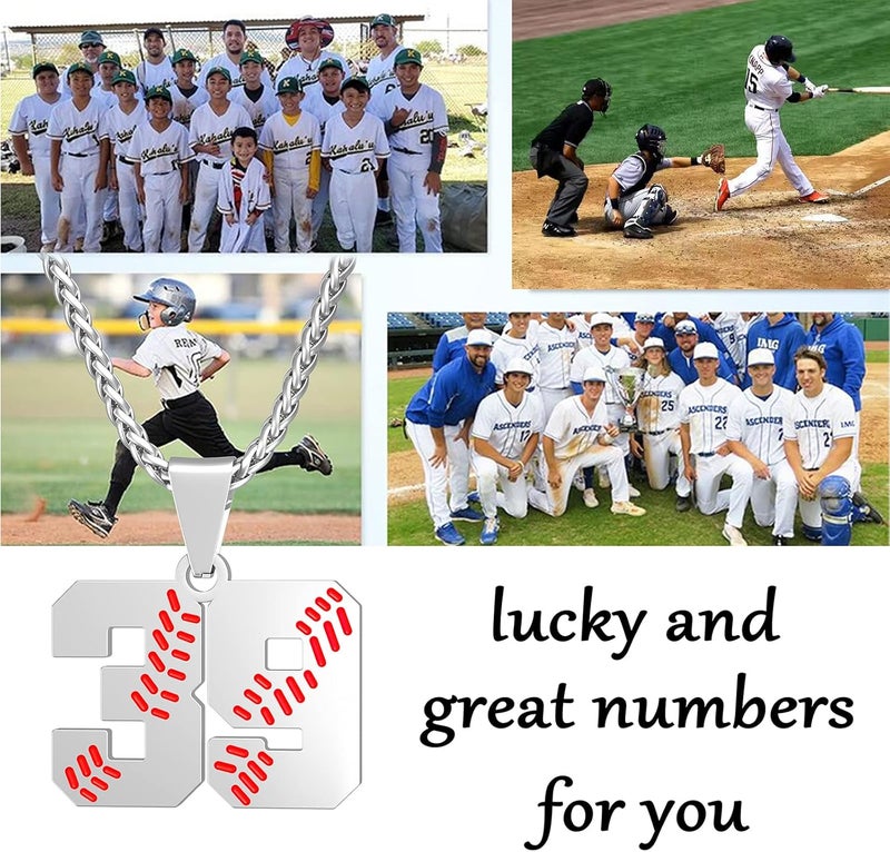 Wikavanli Personalized Baseball Jersey Number 00-99 Necklace - Stainless Steel Baseball Chain Pendant Necklace - Team Jewelry Gift for Boys, Girls, Men, Women - Image 3